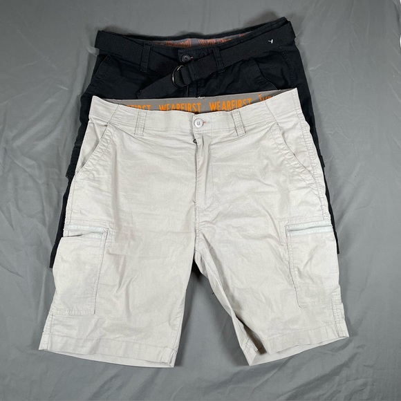 Wearfirst Cargo Shorts Bundle of Two Men's Size 36 Black Grey Workwear Free Band - Picture 1 of 6